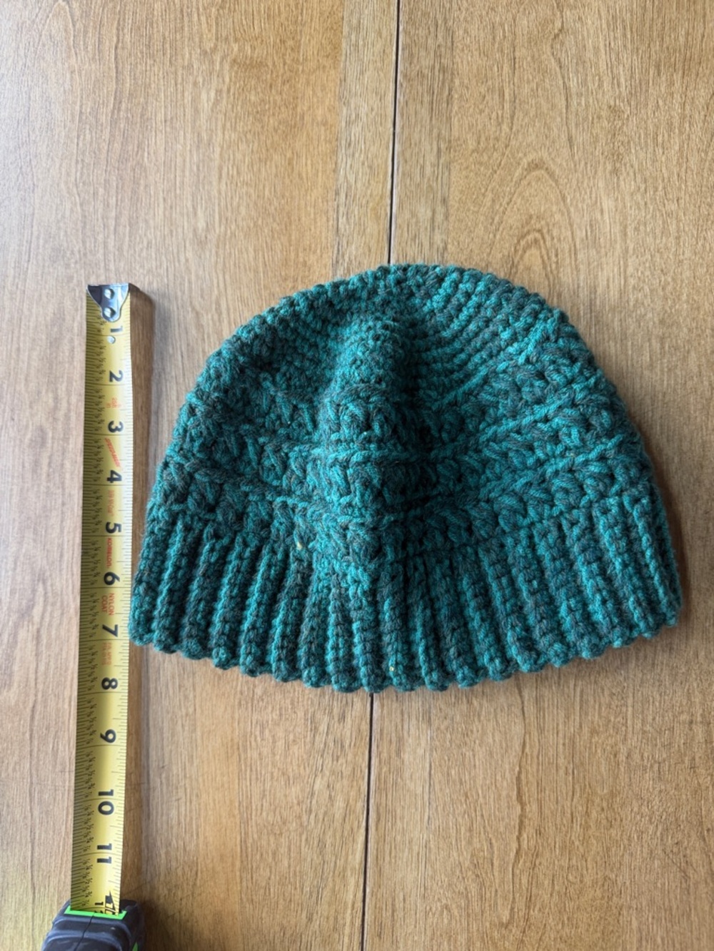 Hand Crafted Knit Beanie in Two Green Adult